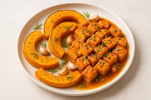 Tofu a la naranja con calabaza al horno