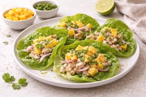 Tacos saludables de pescado y mango