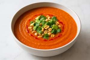 Sopa de tomate y maní