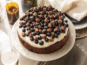 Torta de arándanos con crema de tofu