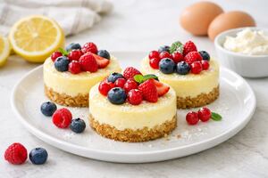 Tarta fría de limón y frutos rojos