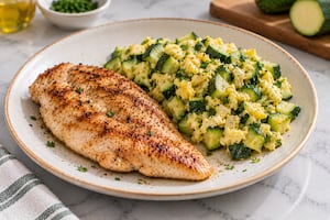 Pollo a la plancha con revuelto de zapallitos