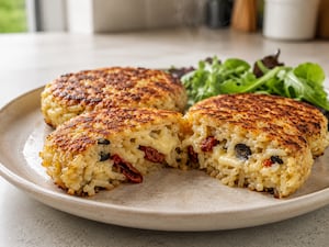 Hamburguesas de arroz y provoleta