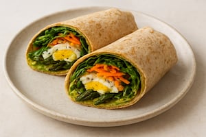 Wrap proteico de lentejas y espárragos