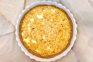 Tarta integral de choclo y puerro