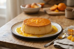 Flan sin azúcar con caramelo de naranja