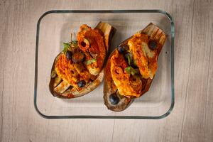 Berenjenas rellenas con hummus