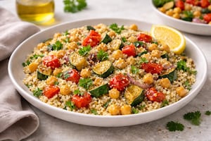 Cuscús con vegetales asados y garbanzos