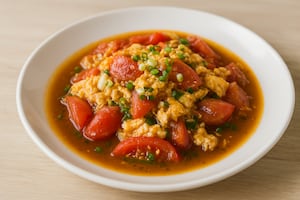 Tomate con huevo al estilo chino
