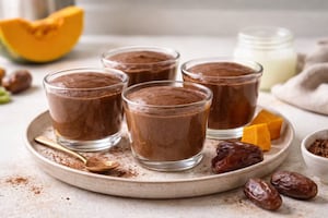 Mousse de cacao, calabaza y dátiles