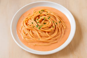 Spaghetti al morrón con salsa rosa