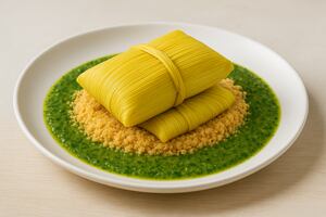 Humita envuelta en hojas de chala