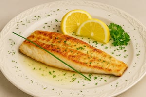Pescado a la plancha con perejil y limón sin sal