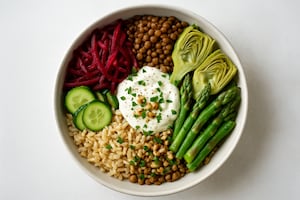 Bol de remolacha y lentejas con arroz integral