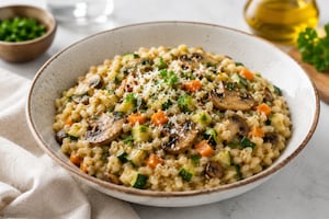 Risotto de cebada perlada con hongos