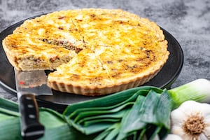 Tarta de puerros con panceta