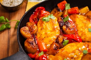 Pollo al disco con papas