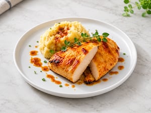 Suprema de pollo a la miel con puré de papas
