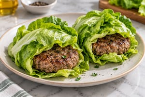 Hamburguesas caseras envueltas en lechuga