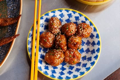 Albóndigas de langostinos chinas