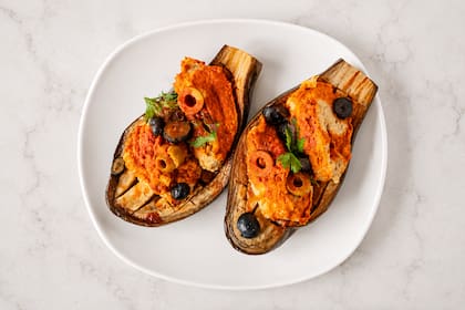 Berenjenas rellenas con hummus