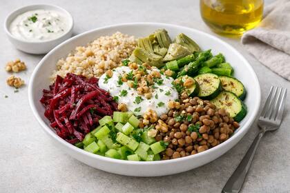 Bol de remolacha y lentejas