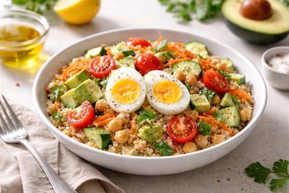 Ensalada de quinoa, palta y pepino