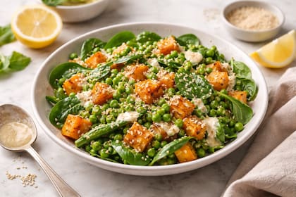 Ensalada de zapallo con aderezo de tahini