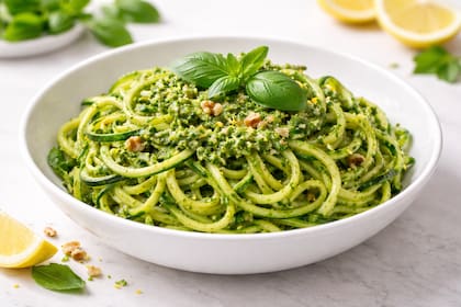 Fideos de zucchini con pesto de limón