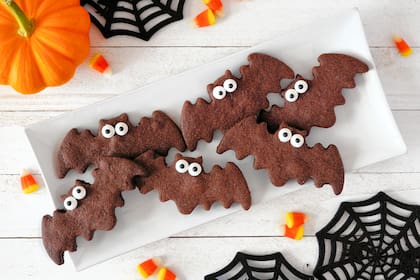 Galletitas de chocolate con forma de murciélago
