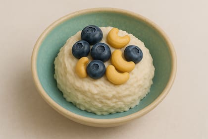 Helado de banana, castañas y arándanos