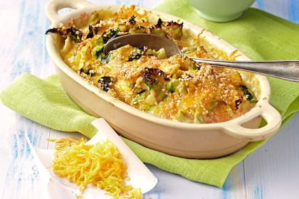 Kale gratinado con queso cheddar
