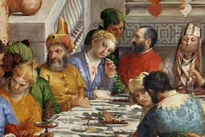 La marquesa de Pescara con un escarbadientes de oro, detalle de "Las bodas de Canaán", pintura de Paolo Veronese (1563)
