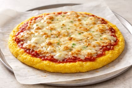 Pizza de mozzarella con base de maíz