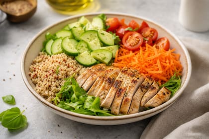 Pollo a la plancha con ensalada