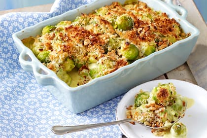 Repollitos de Bruselas gratinados con salsa de curry