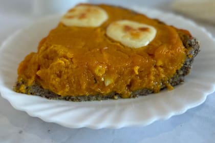 Tarta de calabaza, cebolla y choclo
