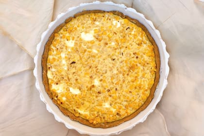 Tarta integral de choclo y puerro